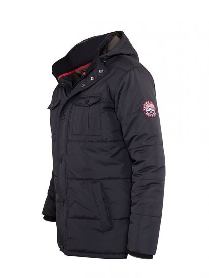D555 Lonsdale Parka Style Jacket With Embroidery Patch On Sleeve Black - Casacos - Casacos Homem Tamanhos Grandes