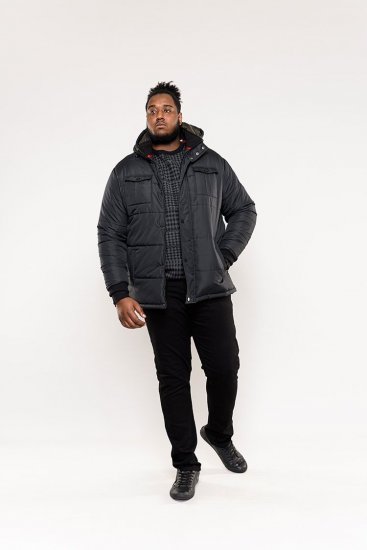 D555 Lonsdale Parka Style Jacket With Embroidery Patch On Sleeve Black - Casacos - Casacos Homem Tamanhos Grandes