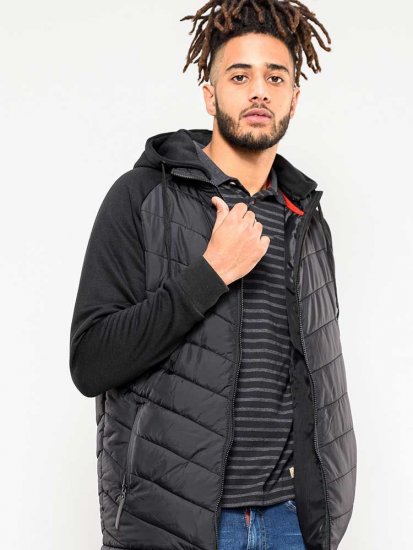 D555 Thorpe Hooded Quilted Jacket With Fleece Sleeves And Removable Fleece Hood - Casacos - Casacos Homem Tamanhos Grandes