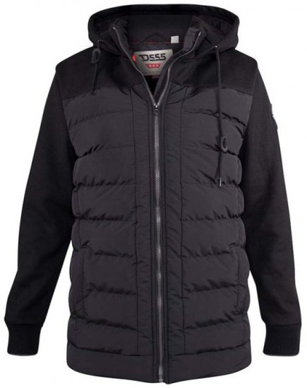 D555 Hampshire Hooded Quilted Jacket Black - Casacos - Casacos Homem Tamanhos Grandes