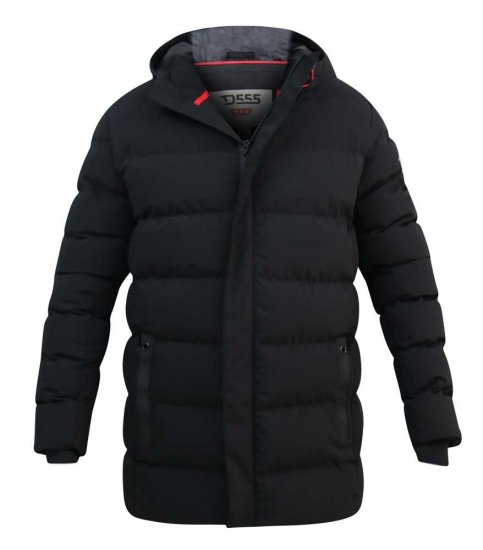 D555 Grove Quilted Parka Jacket Black - Casacos - Casacos Homem Tamanhos Grandes