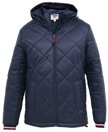 D555 Angus Diamond Quilted Puffer Jacket Navy - Casacos - Casacos Homem Tamanhos Grandes