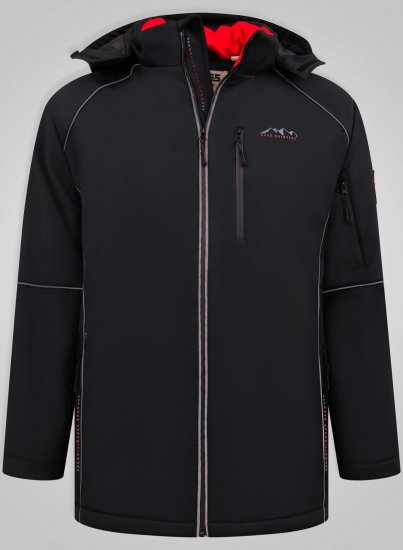 D555 Jamie Soft Shell Detachable Hood Padded Jacket Preto TALL - TALL casacos - Casacos TALL para homens altos