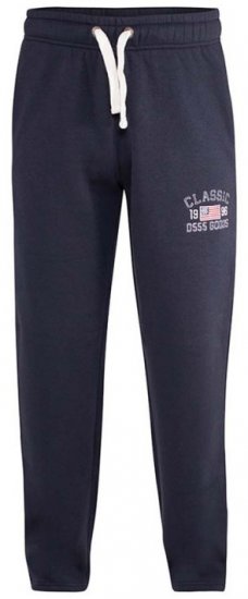 D555 Mayson Embroidered And Applique Open Hem Jogger With Drawcord Navy - Calças & calções de fato de treino - Calças de Fato de Treino Tamanhos Grandes 