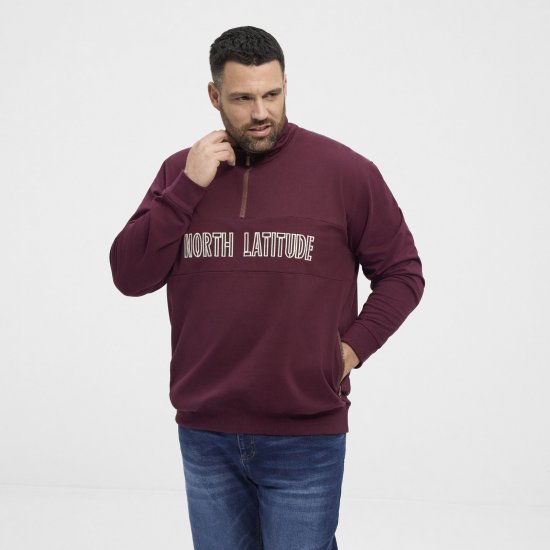 North Latitude Half Zip Sweatshirt Bordô - Sweatshirts & hoodies - Sweatshirt & Camisolas com Capuz tamanhos grandes