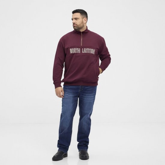 North Latitude Half Zip Sweatshirt Bordô - Sweatshirts & hoodies - Sweatshirt & Camisolas com Capuz tamanhos grandes