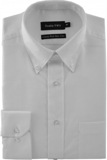 Double TWO Non-Iron Oxford Long Sleeve White - Camisas - Camisas Homem Tamanhos Grandes