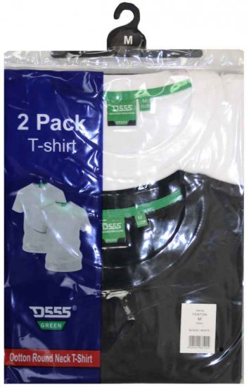 D555 Fenton 2-pack Black/White T-shirt - T-shirts - T-shirts Homem Tamanhos Grandes