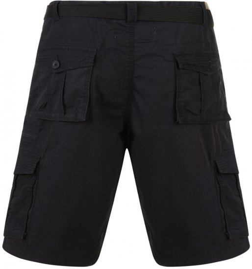 Kam Jeans Belted Cargo Shorts Black - Calções - Calções Homem Tamanhos Grandes