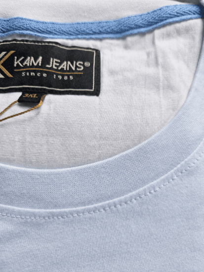 Kam Jeans 5780 Cut And Sew Panel T-Shirt Navy - T-shirts - T-shirts Homem Tamanhos Grandes