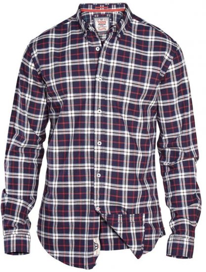 D555 Carter Check Shirt Navy-Red - Camisas - Camisas Homem Tamanhos Grandes