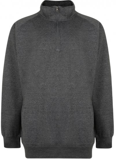 Kam Jeans Half-Zip Sweatshirt Charcoal - Sweatshirts & hoodies - Sweatshirt & Camisolas com Capuz tamanhos grandes