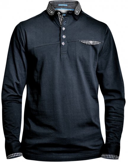 D555 REMUS Long Sleeve Polo Shirt Black - Pólos - Pólos Tamanhos Grandes Homem