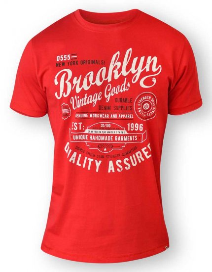 D555 NEAL Brooklyn Crew Neck T-Shirt Red - T-shirts - T-shirts Homem Tamanhos Grandes
