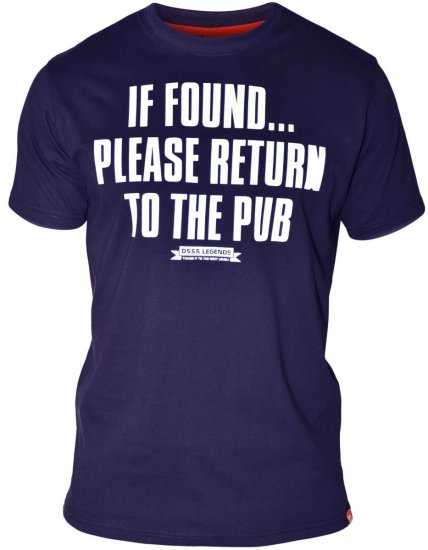 D555 SIMON 'Return To The Pub' T-Shirt Navy - T-shirts - T-shirts Homem Tamanhos Grandes