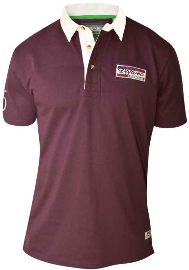D555 NASH Short Sleeve Rugby Shirt Burgundy - Pólos - Pólos Tamanhos Grandes Homem