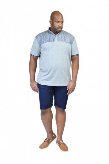 D555 MAURICE Top Paneled Short Sleeve Polo Grey - Pólos - Pólos Tamanhos Grandes Homem