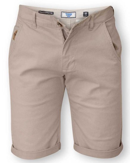 D555 COLTEN Stretch Cotton Chino Short Beige - Calções - Calções Homem Tamanhos Grandes