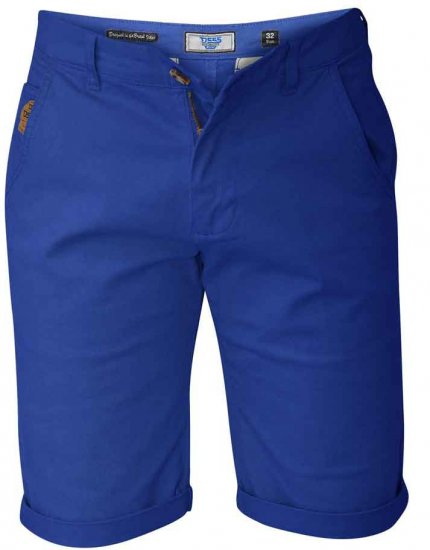 D555 COLTEN Stretch Cotton Chino Shorts Blue - Calções - Calções Homem Tamanhos Grandes