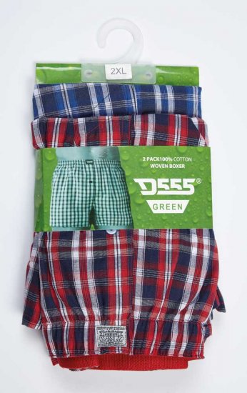 D555 PLAID Boxer Shorts Pack of Two - Roupa Interior & natação - Roupa interior Homem Tamanhos Grandes