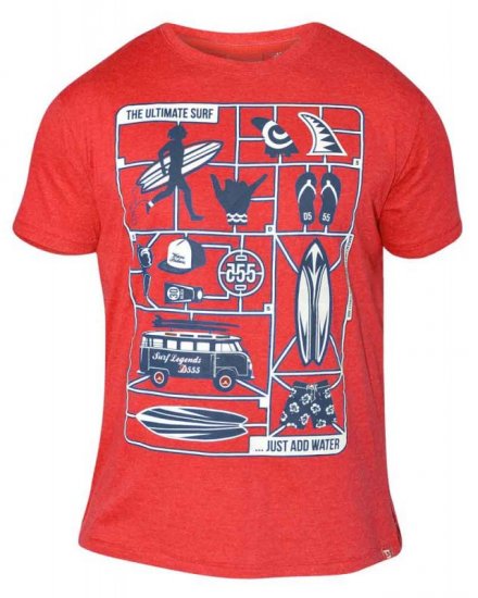 D555 JARON Ultimate Surf T-Shirt Red - T-shirts - T-shirts Homem Tamanhos Grandes