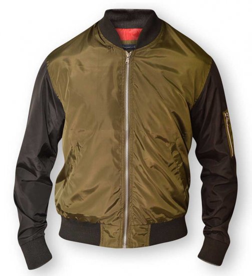 D555 LOUIS Lined Bomber Jacket Khaki/Black - Casacos - Casacos Homem Tamanhos Grandes