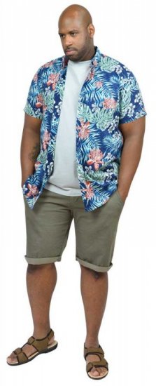 D555 ENRIQUE Short Sleeve Hawaiian Leaf Shirt & T-shirt Combo - Camisas - Camisas Homem Tamanhos Grandes
