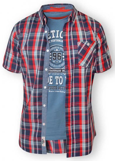 D555 MALCOLM Short Sleeve Button Down Shirt & T-shirt Combo - Camisas - Camisas Homem Tamanhos Grandes