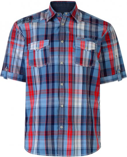 Kam Jeans Short Sleeve Check Shirt Blue - Camisas - Camisas Homem Tamanhos Grandes