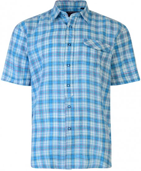 Kam Jeans Short Sleeve Check Shirt Turquoise - Camisas - Camisas Homem Tamanhos Grandes