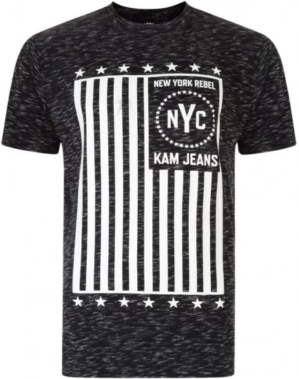 Kam Jeans NY Rebel Tee -Black Edition - T-shirts - T-shirts Homem Tamanhos Grandes