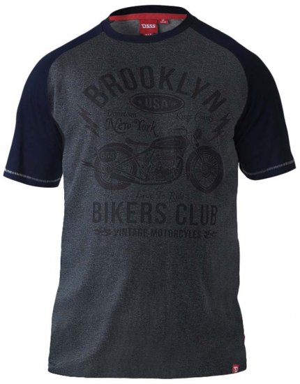D555 HIRALDO Brooklyn Bikers Club T-Shirt Charcoal/Black - T-shirts - T-shirts Homem Tamanhos Grandes