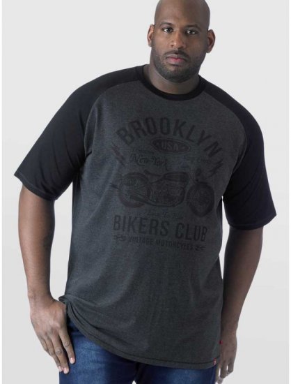D555 HIRALDO Brooklyn Bikers Club T-Shirt Charcoal/Black - T-shirts - T-shirts Homem Tamanhos Grandes