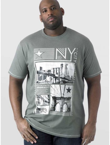D555 RUEBEN NY City Print T-Shirt Khaki - T-shirts - T-shirts Homem Tamanhos Grandes