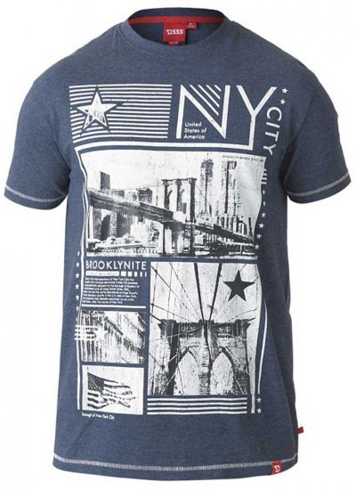 D555 RUEBEN NY City Print T-Shirt Denim - T-shirts - T-shirts Homem Tamanhos Grandes