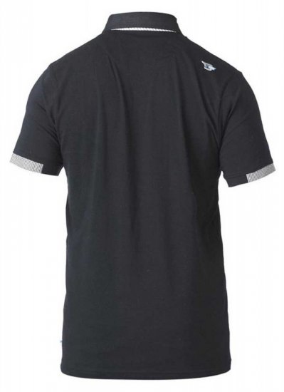 D555 SWANN Short Sleeve Stretch Polo Black - Pólos - Pólos Tamanhos Grandes Homem