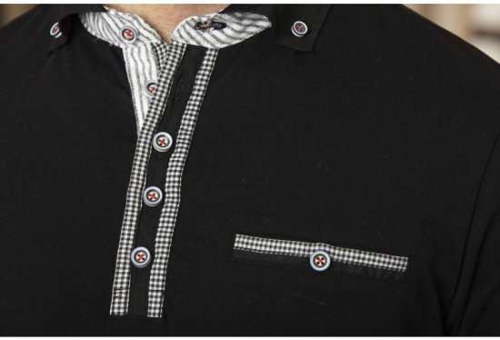 D555 SWANN Short Sleeve Stretch Polo Black - Pólos - Pólos Tamanhos Grandes Homem