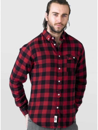 D555 Lawton LS Flannel Shirt Red - Camisas - Camisas Homem Tamanhos Grandes