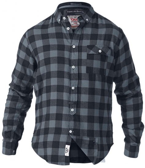 D555 Lawton LS Flannel Shirt Grey - Camisas - Camisas Homem Tamanhos Grandes