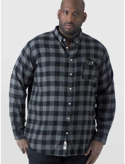 D555 Lawton LS Flannel Shirt Grey - Camisas - Camisas Homem Tamanhos Grandes