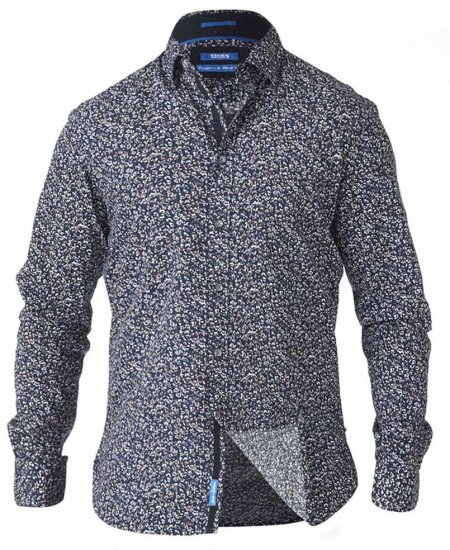 D555 Radcliff LS Printed Shirt Navy - Camisas - Camisas Homem Tamanhos Grandes