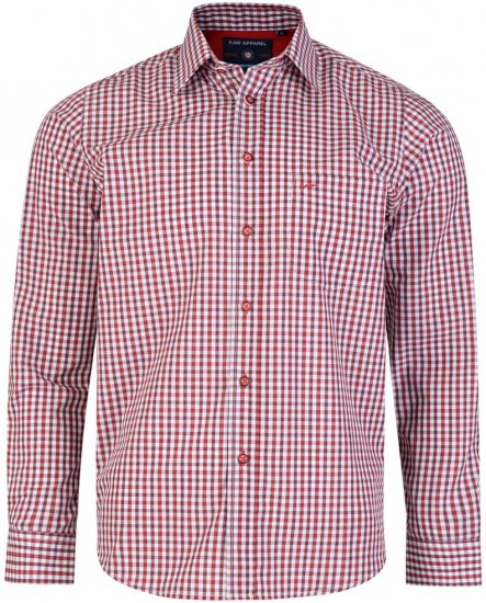 Kam Jeans 6140 Long Sleeve Shirt Red - Camisas - Camisas Homem Tamanhos Grandes
