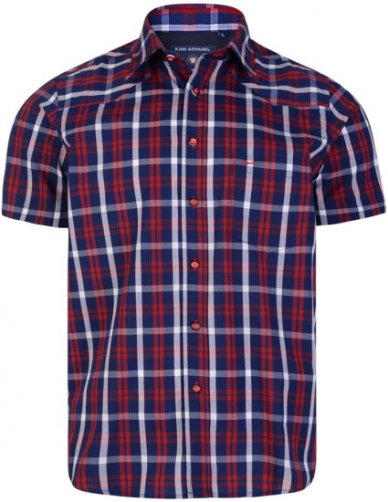 Kam Jeans 6143 Short Sleeve Shirt Red - Camisas - Camisas Homem Tamanhos Grandes