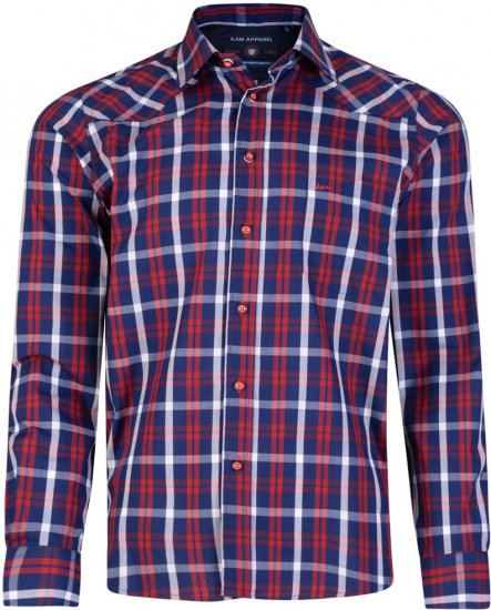 Kam Jeans 6143 Long Sleeve Shirt Red - Camisas - Camisas Homem Tamanhos Grandes