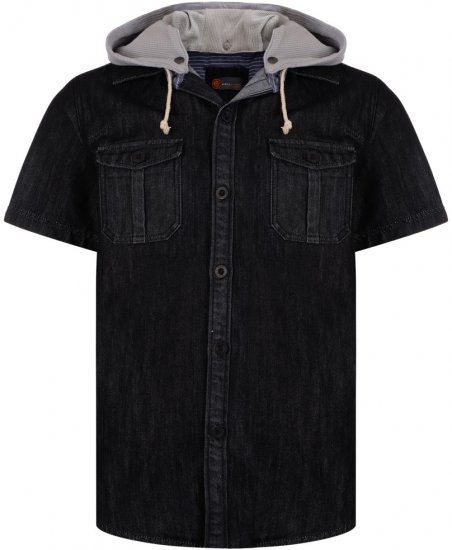 Kam Jeans Luiz Short Sleeve Denim Shirt Black - Camisas - Camisas Homem Tamanhos Grandes