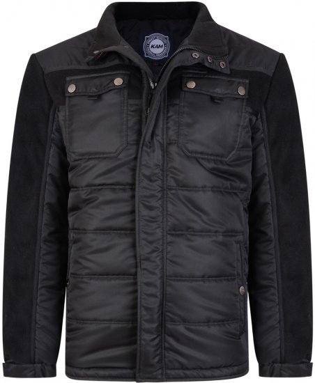 Kam Jeans 66 Padded Qulited Jacket Black - Casacos - Casacos Homem Tamanhos Grandes