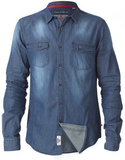 D555 Tobias LS Vintage Denim Shirt - Camisas - Camisas Homem Tamanhos Grandes