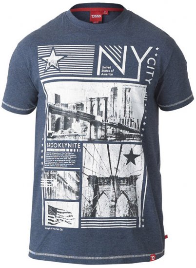D555 RUEBEN NY City Print T-Shirt Denim - T-shirts - T-shirts Homem Tamanhos Grandes