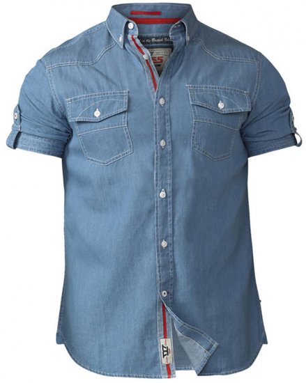 D555 Nathan Short Sleeve Shirt Blue - Camisas - Camisas Homem Tamanhos Grandes