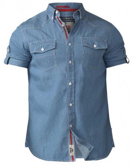 D555 Nathan Short Sleeve Shirt Blue - Camisas - Camisas Homem Tamanhos Grandes